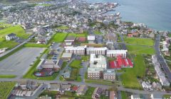 An aerial view of the Knab site. Photo courtesy of Shetland Islands Council.