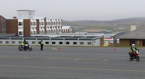 Motorcycle and large good vehicles training and testing on the old Anderson High School car park is to cease by the end of this month. Photo: Shetland Motorbike Training