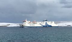 MV Hjaltland arriving in Lerwick at lunchtime on Friday. Photo: Shetland News.