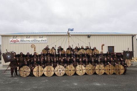 The squad outside the Brae Galley Shed on Friday morning. Photo: Garry Sandison.