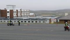 Motorcycle and large good vehicle training and testing at the old Anderson High School is set to continue until the end of May. Photo: Shetland Motorbike Training