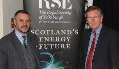 Professor Gavin Little (left) and chairman of the inquiry Sir Muir Russell at the Shetland Museum and Archives on Wednesday evening. Photo: Hans J Marter/Shetland News