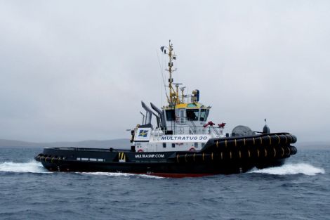 Multratug 30 arriving in Shetland back in March. Photo courtesy of Shetland Islands Council.