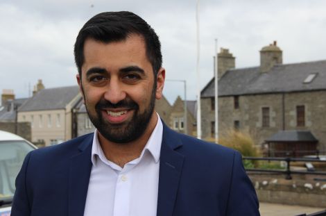 Hamza Yousaf outside Lerwick Town Hall on Friday afternoon. Photo: Hans J Marter/Shetland News