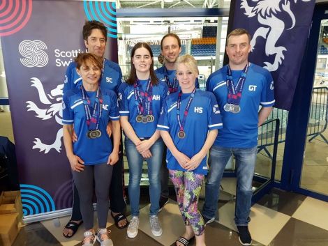 Left to right: Alba Collins (LASC head coach), Simon Collins, Amy Harper, Kevin Gifford, Hilary Seatter, Gary Tulloch.