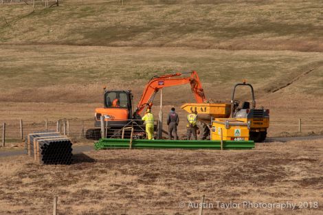 Work is ongoing in Fair Isle on the new electricity scheme. Photo: Austin Taylor