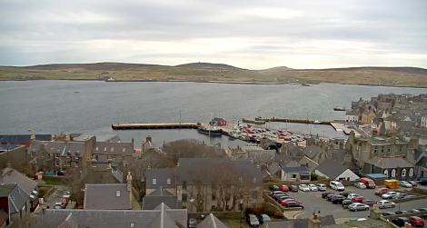 A view of Lerwick Harbour and Bressay from one of the webcams on Friday morning.