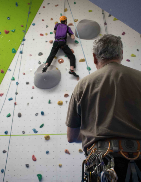 The climbing wall in use. Photos: Kevin Learmonth