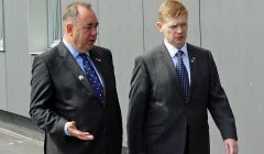 The islands bill is the culmination of a five year long process that started with the Lerwick Declaration made by then First Minister Alex Salmond during a visit to Shetland in July 2013. He is seen here with SIC council convener Malcolm Bell. Photo: Hans J Marter/Shetland News