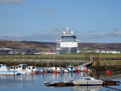 The Celebrity Eclipse photographed by John Bateson from Bressay.