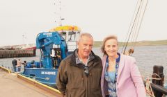 BK Marine owners Gordon and Marjorie Williamson at Lerwick harbour on Friday evening. Photo: Hans J Marter/Shetland News