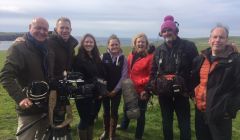 The Budge sisters (centre) flanked by members of the Countryfile team.