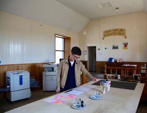 Daniel Clark at the GAADA studio space at the old Burra Isle Methodist Church.