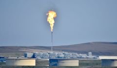 A massive fire ball is being emitted from the flare stack of Shetland Gas Plant. Photo: Mark Berry