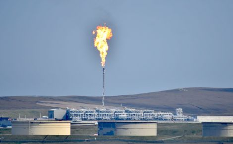 A massive fire ball is being emitted from the flare stack of Shetland Gas Plant. Photo: Mark Berry