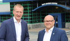 Shetland MSP Tavish Scott (left) and James Dornan, the convener of the Scottish parliament's education and skills committee at the NAFC Marine Centre on Monday afternoon. Photo: Hans J Marter/Shetland News