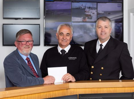 Left to right: LPA chairman Ronnie Gair, John McMeechan and Capt. Calum Grains, deputy chief executive and harbourmaster. Photo: John Coutts