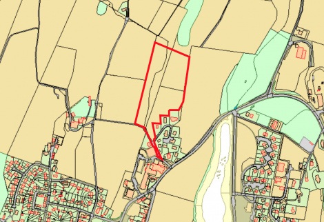 The boundaries of where the proposed housing development could be located.