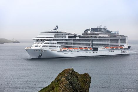 MSC Meraviglia entering Lerwick harbour on Tuesday morning. Photo: John Coutts