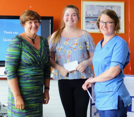 Professor Fiona McQueen, student nurse Niamh and Ingrid Sutherland.