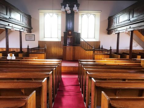 Inside the church.