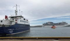 The Leirna was tied up for almost six hours on Tuesday. Photo: Shetland News