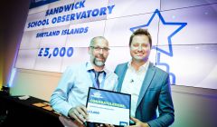 Sandwick Junior High School headmaster Stuart Clubb (left) with architect George Clarke (right) after winning a prize in the Jewson Building Better Communities competition.