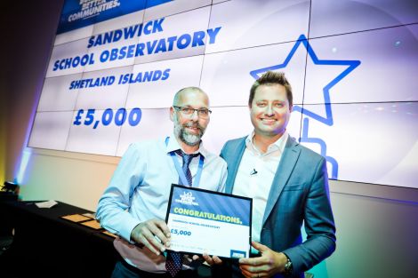 Sandwick Junior High School headmaster Stuart Clubb (left) with architect George Clarke (right) after winning a prize in the Jewson Building Better Communities competition.