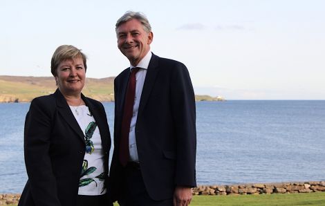 Scottish Labour leader Richard Leonard and Highlands and Islands Labour MSP Rhoda Grant in Lerwick on Monday. Photo: Hans J Marter/Shetland News