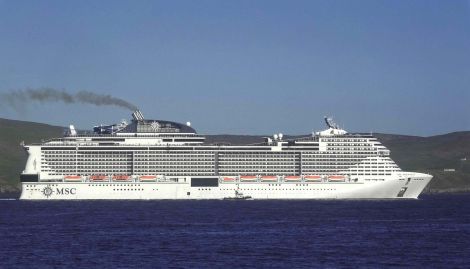 MSC Meraviglia leaves Lerwick. Photo: Peter Johnson/Shetland News