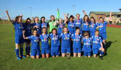 (Back Row L-R) Amber Paton, Bethany Redfern, Katie Moore, Freya Leslie, Stephanie Mercer, Alanoss Jamieson, Tash Matoba, Sula Maclennan, Tenneka Patterson, India Reynolds and Maria Hutchison (Front Row L-R) Vinessa Carr, Tahlia Leslie, Amy Hunter, Karis Leask (captain), Tegan Hendren, Lisa Goudie and Kayla Shearer.