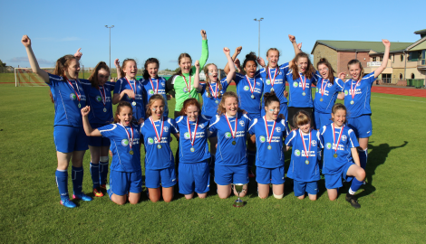 (Back Row L-R) Amber Paton, Bethany Redfern, Katie Moore, Freya Leslie, Stephanie Mercer, Alanoss Jamieson, Tash Matoba, Sula Maclennan, Tenneka Patterson, India Reynolds and Maria Hutchison (Front Row L-R) Vinessa Carr, Tahlia Leslie, Amy Hunter, Karis Leask (captain), Tegan Hendren, Lisa Goudie and Kayla Shearer.