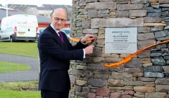 John Swinney cutting the ribbon at the Anderson High School site. Photo: Chris Cope/Shetland News