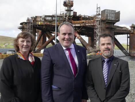 Sandra Laurenson, Paul Wheelhouse and James Johnson. Photo: Peter Johnson/Shetland News