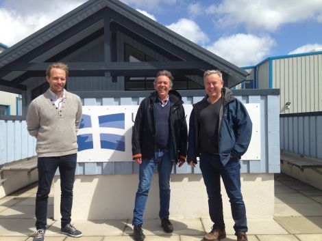 Staff from Voss Vidaregaande Skule pictured outside Shetland College during a planning visit. L-R: Trond Remme, Daniel Jordal Andersen and Ivar Flatabø (Principal teachers at Voss Vidaregåande Skule)