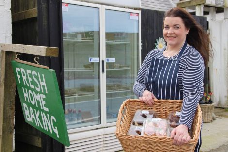 Lynn Johnson at her cake fridge last year. Photo: Hans J Marter/Shetland News