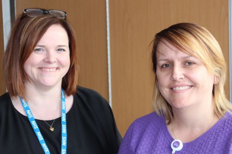 Baird Family Hospital/ANCHOR Centre service project manager Louise-Anne Budge (left) and senior service project manager Gail Thomson in Lerwick on Wednesday. Photo: Chris Cope/Shetland News