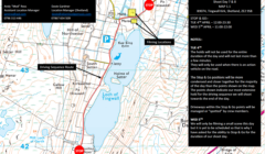 A detailed map highlighting the filming locations, stop and go points, and driving sequence routes in Shetland. The map includes contact information, schedule details, and specific instructions for drivers.