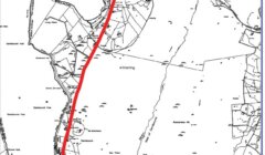 A map illustrating a road closure in red, spanning from Frieth to A4155 near Marlow, crossing through nearby villages. The map uses black lines for roads and grey areas for locations.