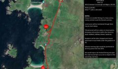 Map showing road closures in Shetland for filming on 7th June, from 11:00 to 18:00. Affected areas include B9102 between Scousburgh and Bigton. Specific locations marked with stop signs.