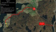 Map showing road closures for filming in Shetland. The road from Stuyksta Cottage to Quolfister is closed from Friday 29th June, 07:00-20:00. There are designated locations for residents and deliveries.