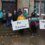 Group of people holding signs advocating for palestine and a ceasefire on gaza.