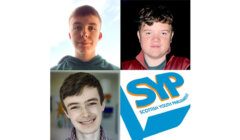 Four different pictures of young men with the word sp on them.