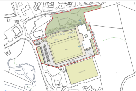 A map showing the location of a sports field.