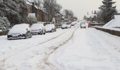 A street covered in snow.