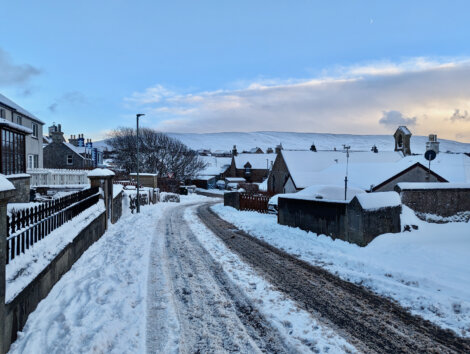 A snow covered road.