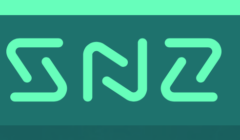 A green logo with the word snz on it.