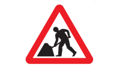 Road work ahead sign.