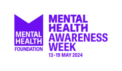 Purple logo with text: "Mental Health Foundation. Mental Health Awareness Week, 13-19 May 2024.