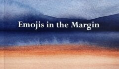 The cover of the book "Emojis in the Margin" by Christian S. Tait, featuring a gradient abstract watercolor background with blue and orange hues.